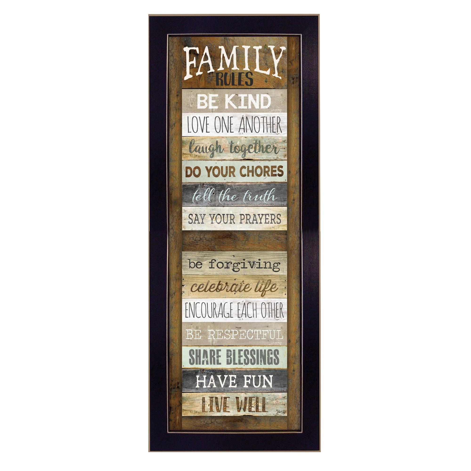 Winston Porter Family Rules Shutter Framed Wall Art for Living Room, Home Wall Decor Framed Print By Marla Rae & Reviews | Wayfair