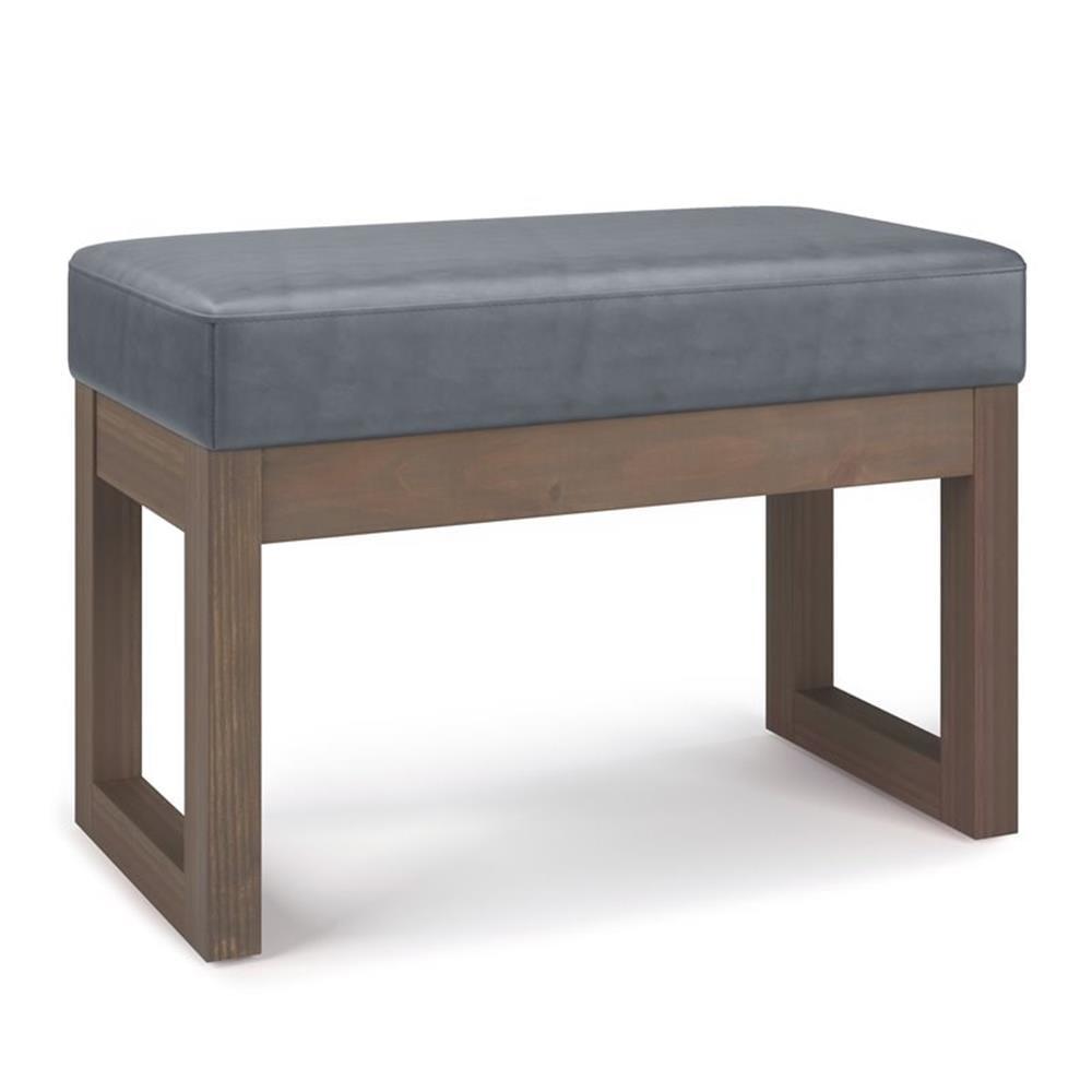 Simpli Home Milltown Ottoman Bench with Upholstered Seat and Solid Wood Frame