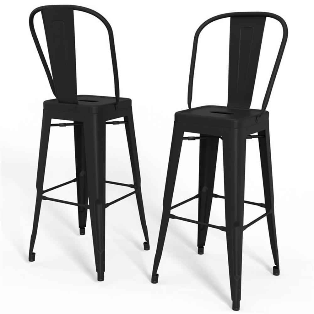 Simpli Home Fletcher Counter Stool with Metal Frame (Set of 2)