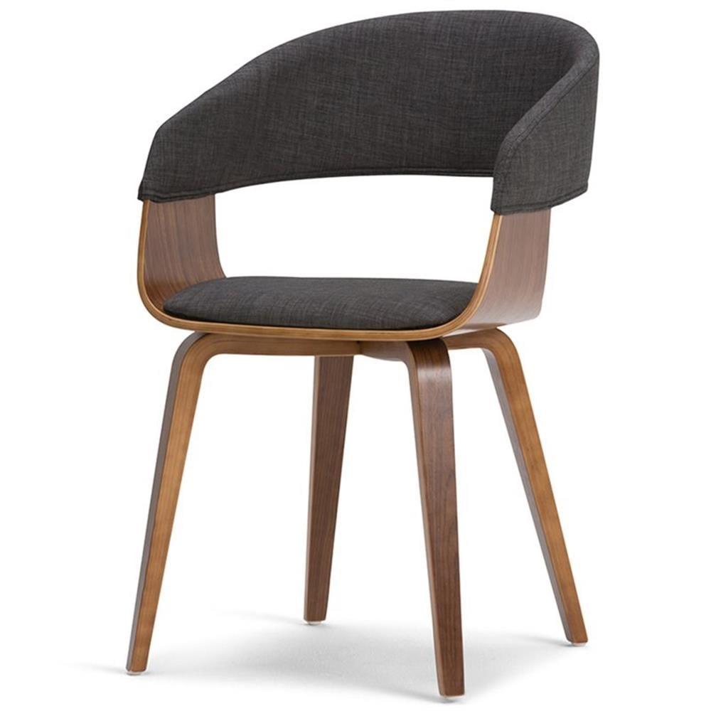 Lowell Bentwood Upholstered Dining Chair with Curved Backrest in Mid-Century Modern Style