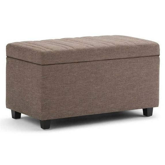 Simpli Home Darcy 33"W Upholstered Storage Ottoman Bench with Large Interior Storage and Child Safety Hinges