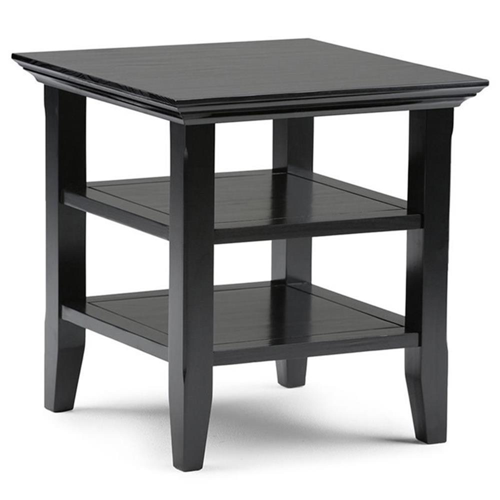 Simpli Home Acadian Solid Wood Transitional Table with Open Shelves