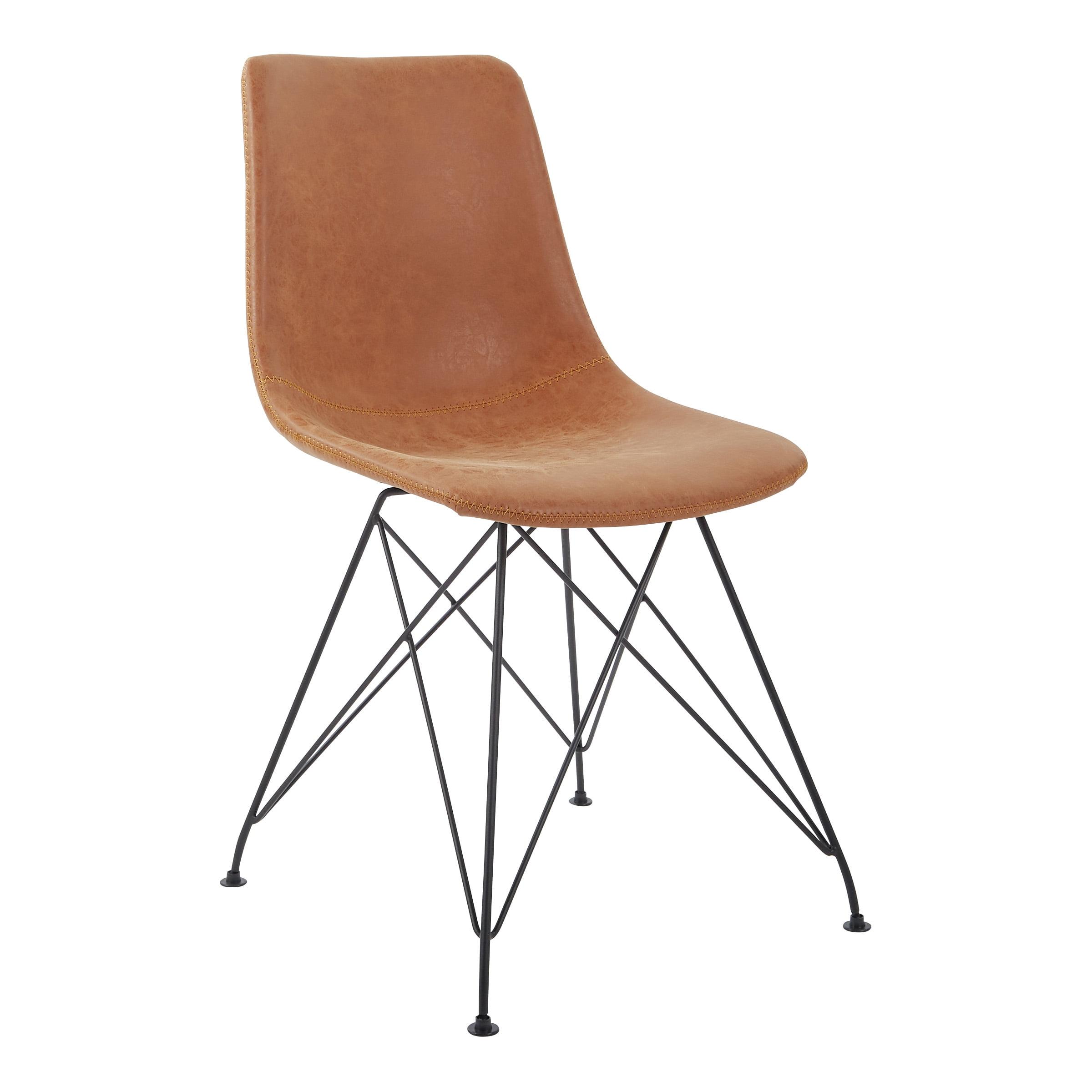 Trenton Sand Brown Faux Leather Side Chair with Metal Legs