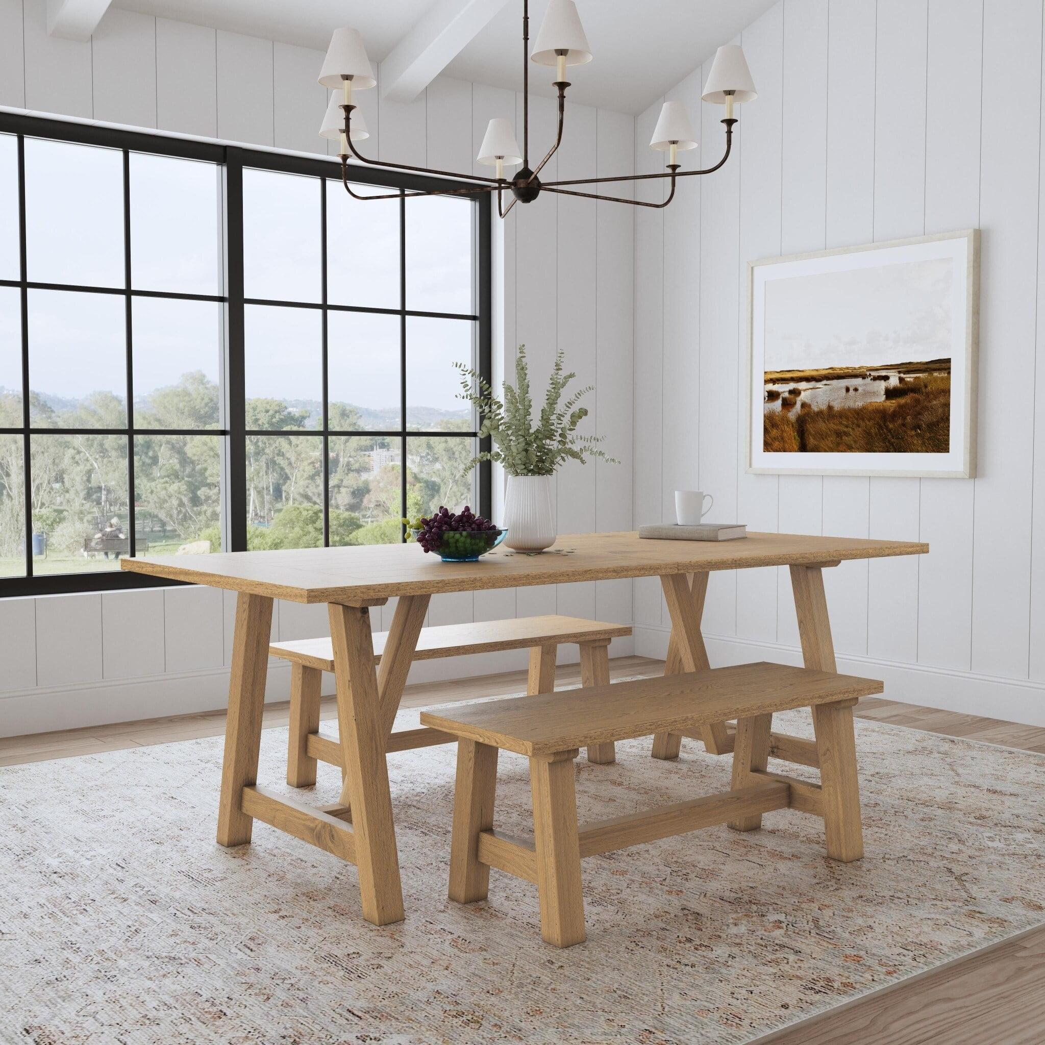 3 - Piece Solid Wood Trestle Dining Set