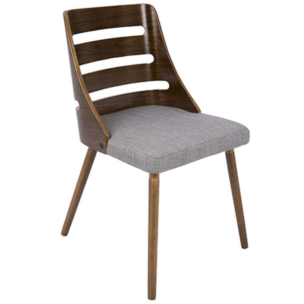 LumiSource Walnut Wood, Grey Fabric Trevi Chair