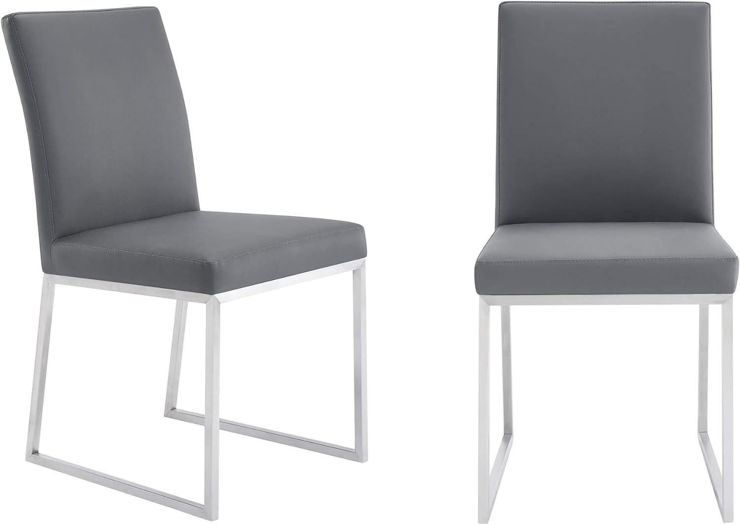 Modern Gray Faux Leather Upholstered Metal Side Chair