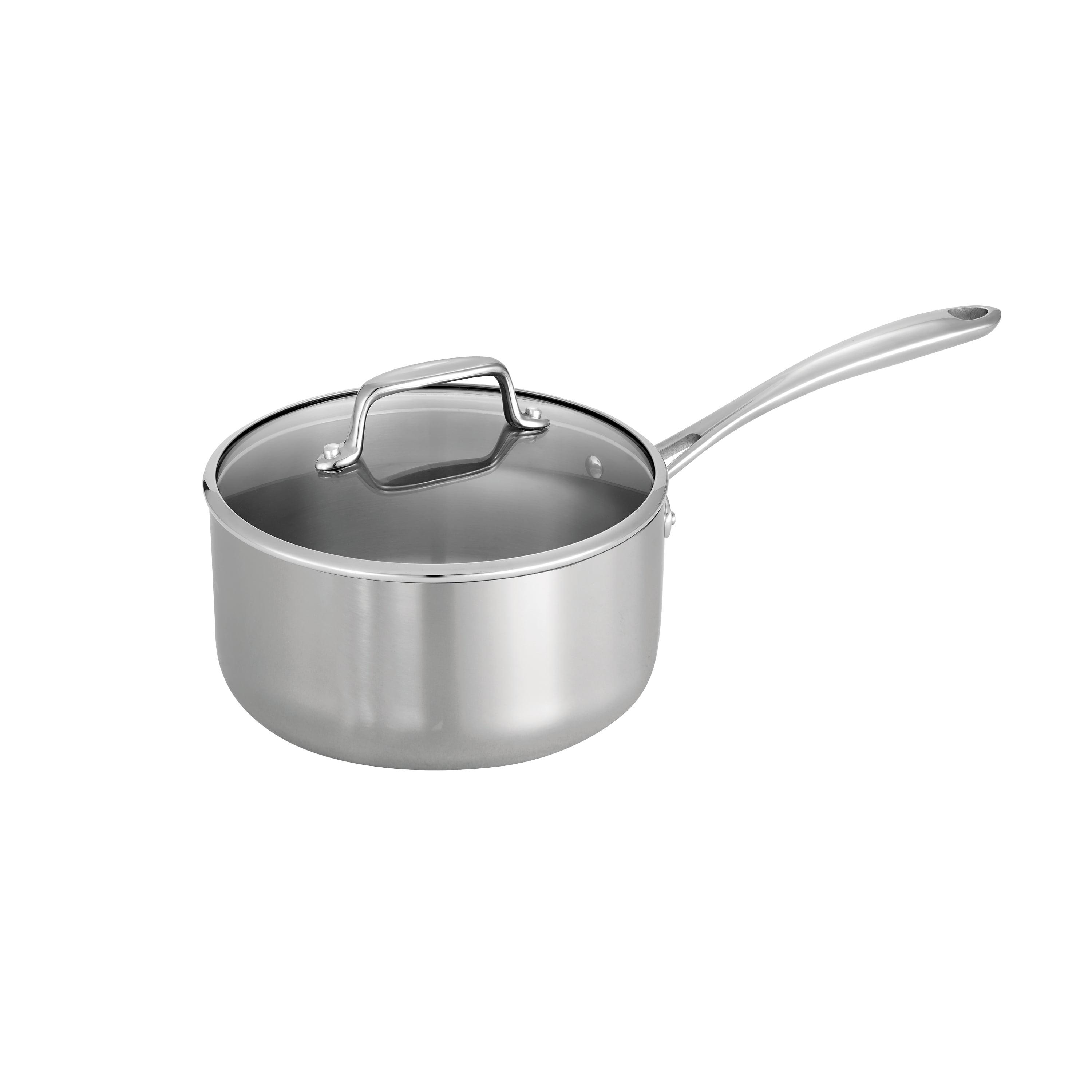 Tri-Ply Clad 3-Quart Stainless Steel Sauce Pan with Glass Lid