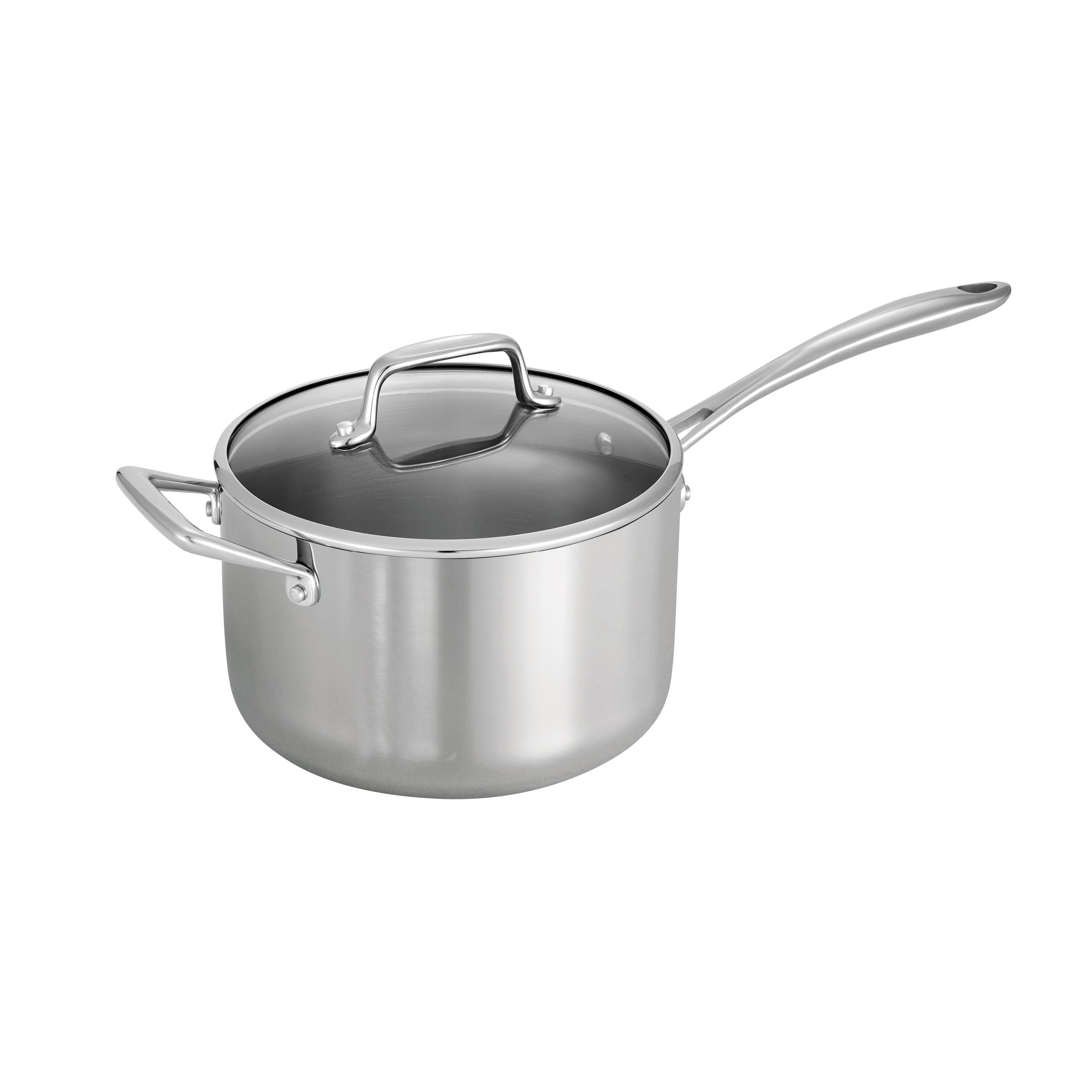 Tri-Ply Clad 4-Quart Stainless Steel Sauce Pan with Glass Lid