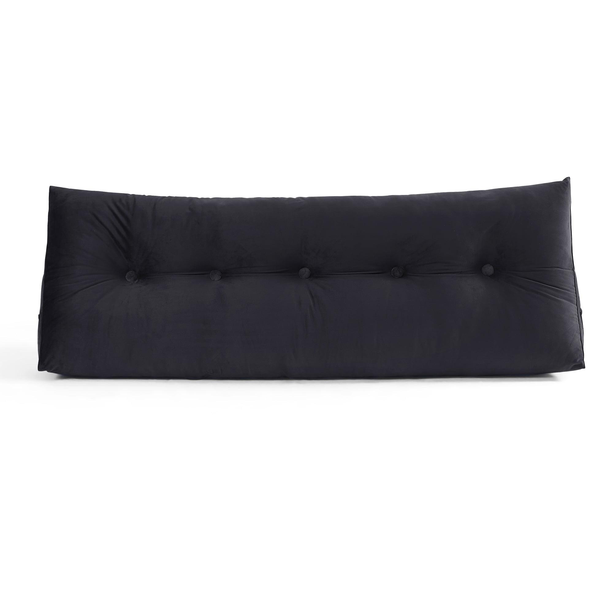 Full Size Black Velvet Triangle Headboard Wedge Cushion