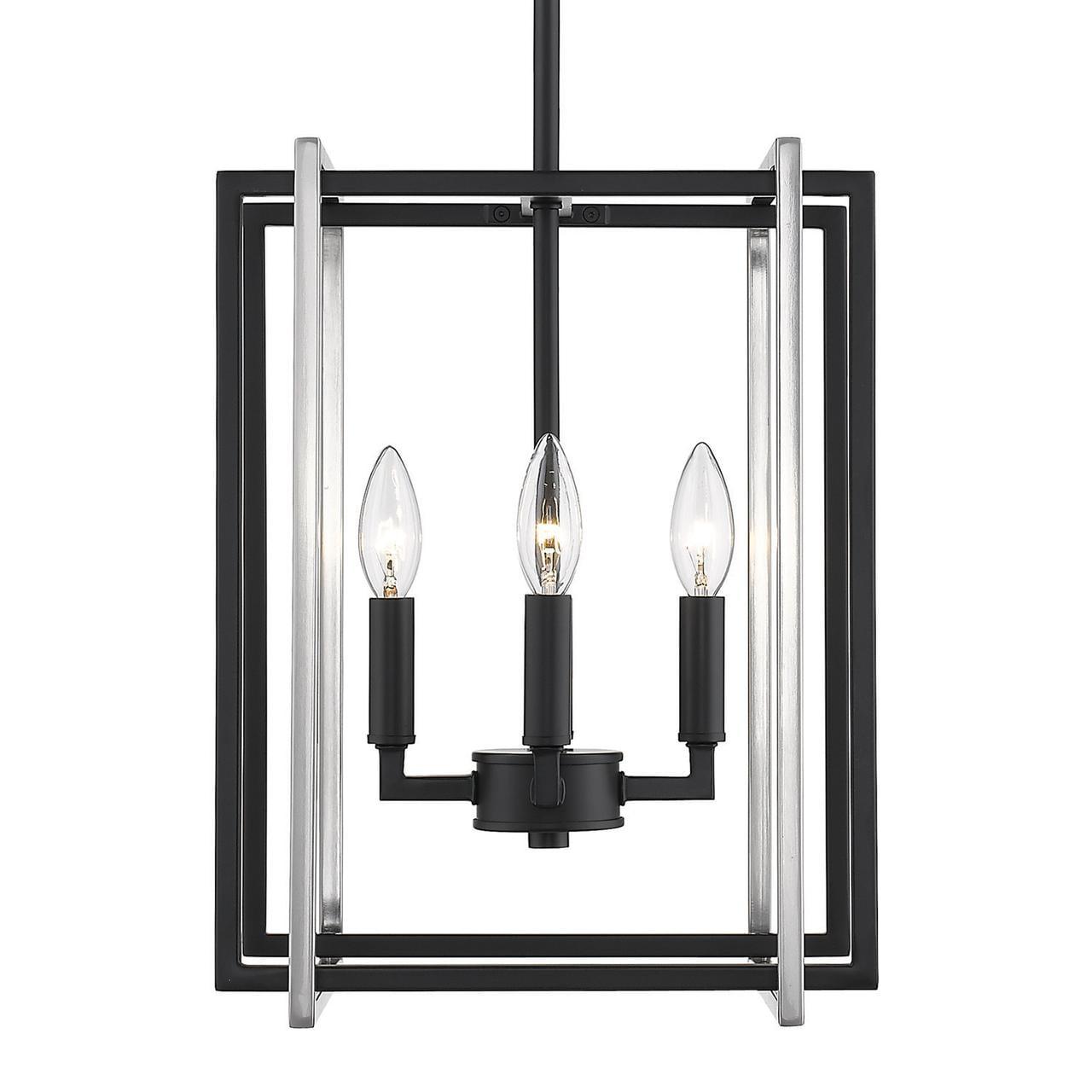 Tribeca Contemporary Black Steel Cage 4-Light Chandelier