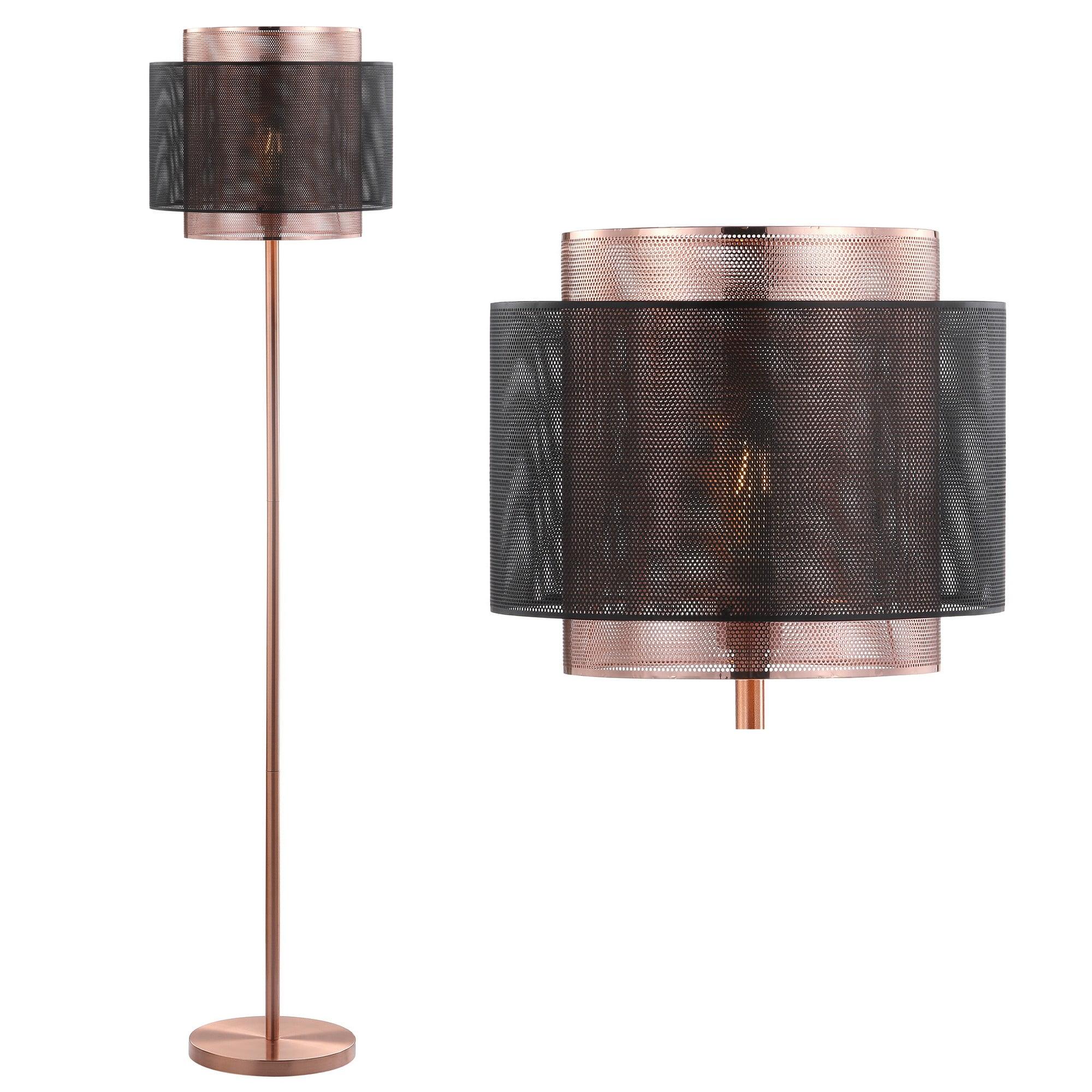 Tribeca Dual-Finish 60.5" Copper & Black Mesh LED Floor Lamp
