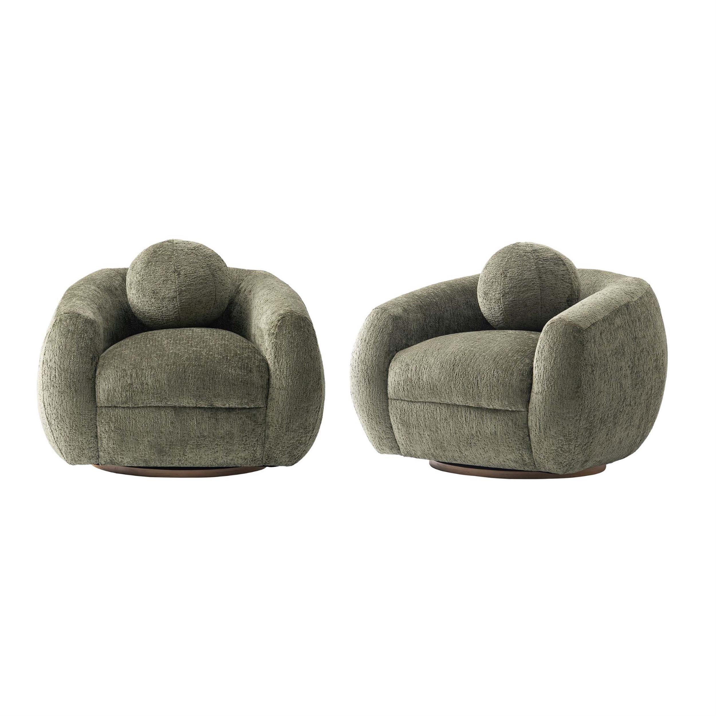 Manhattan Comfort Set of 2 Tribeca Modern Chenille Upholstered Accent Chairs