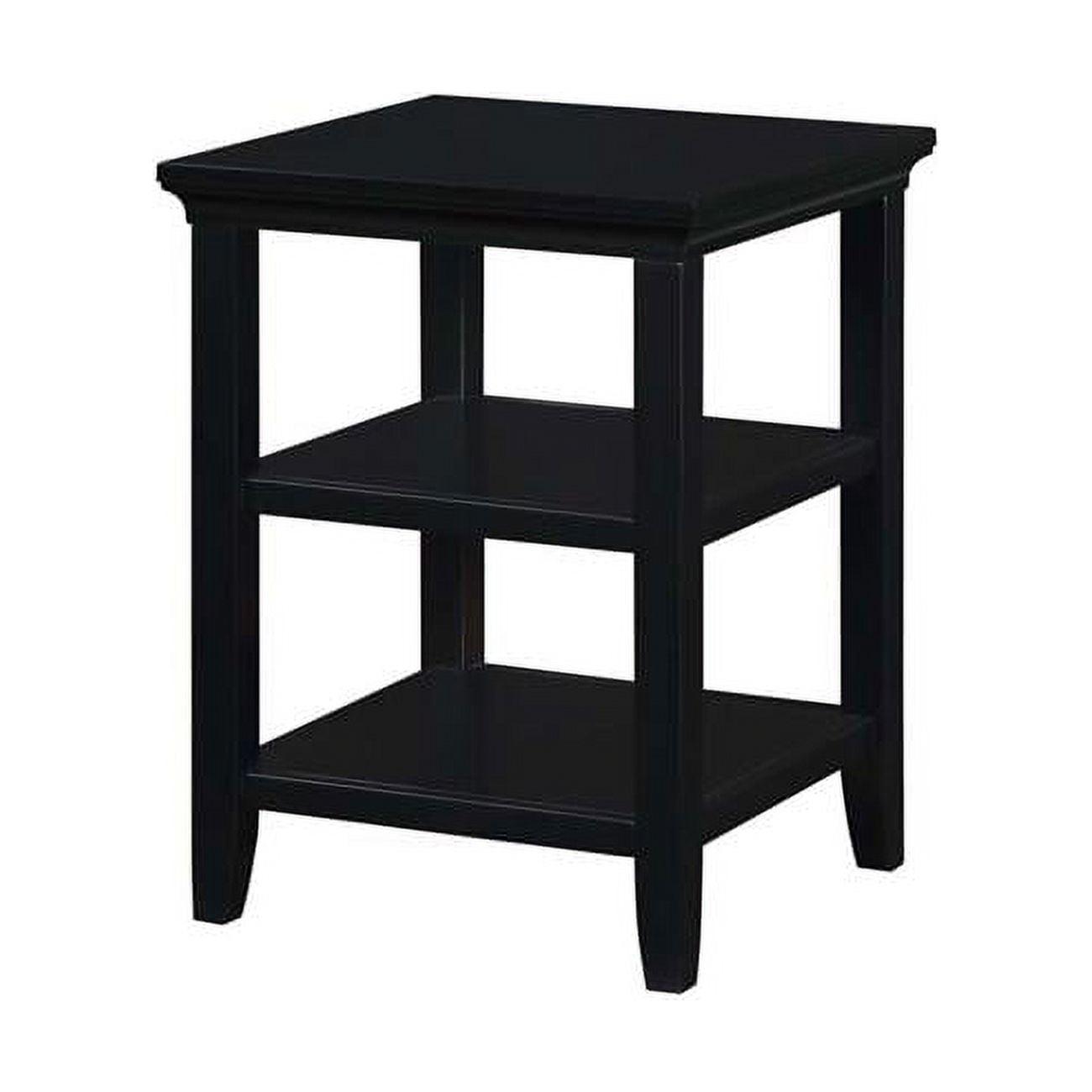 Tribeca Solid Wood Black Square End Table with Shelves