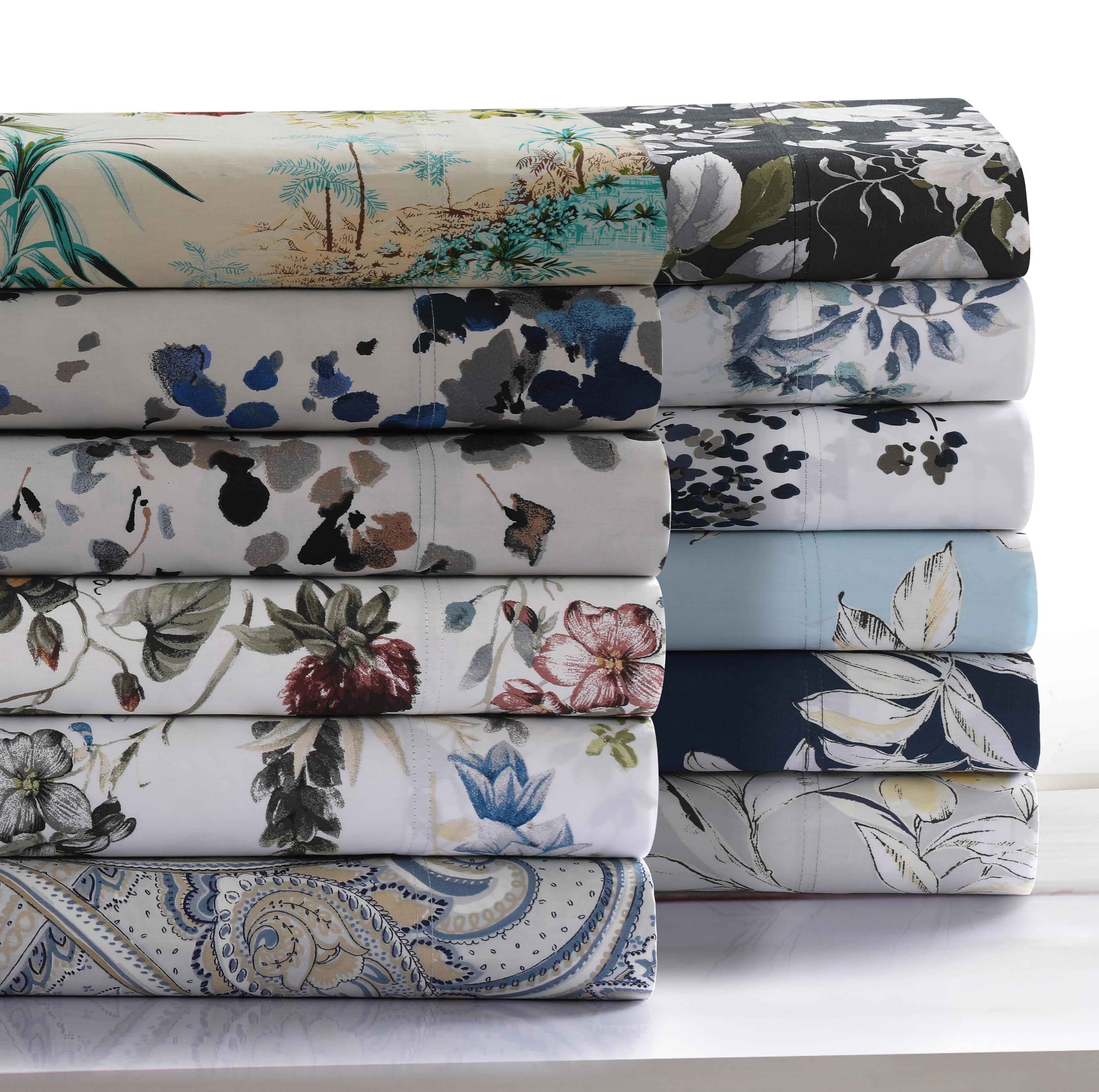 Tribeca Living Tribeca Living Printed 300 Thread Count Sheets 100% Egyptian-Quality Cotton With Sateen Weave Floral Sheet Set