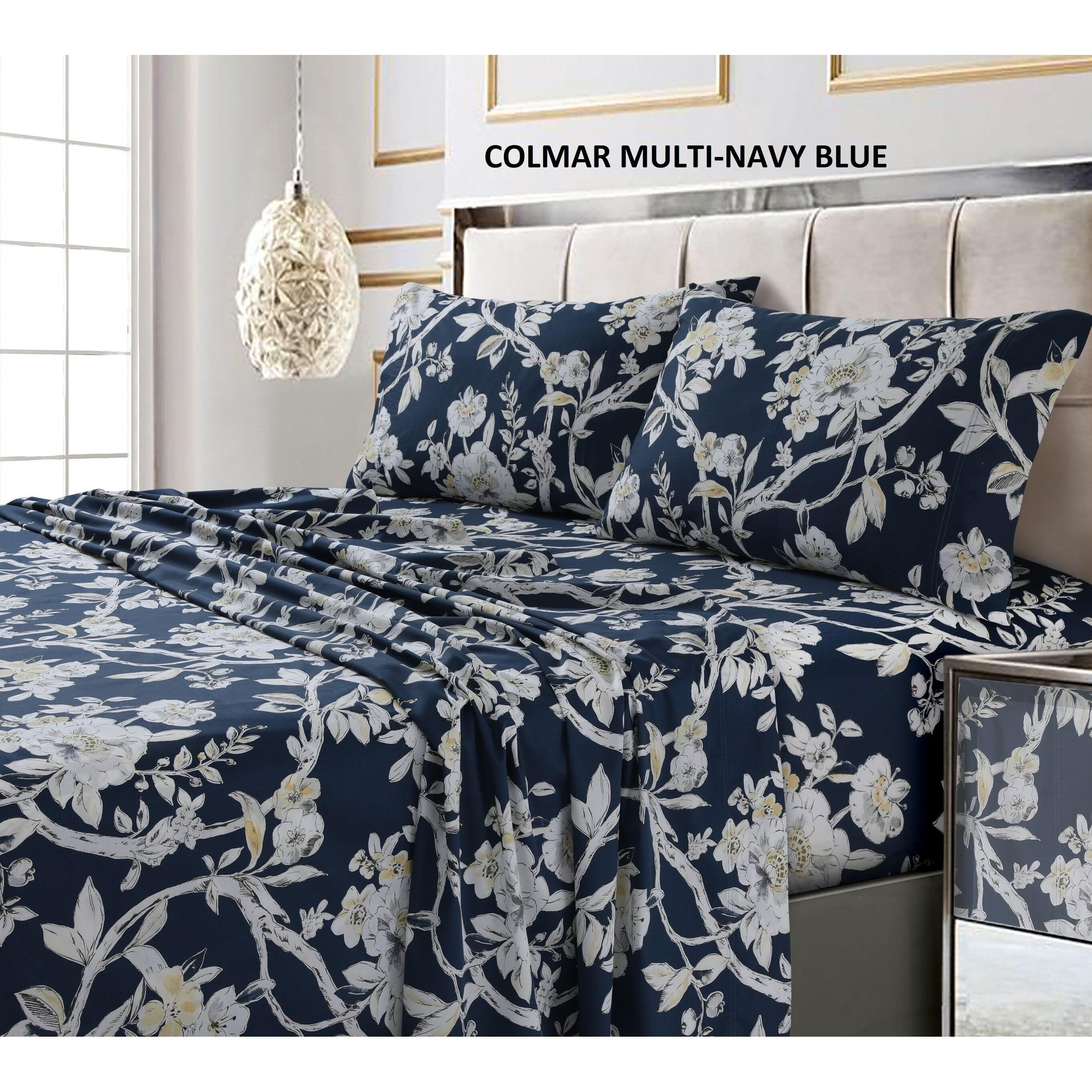 Tribeca Living Tribeca Living Printed 300 Thread Count Sheets 100% Egyptian-Quality Cotton With Sateen Weave Floral Sheet Set