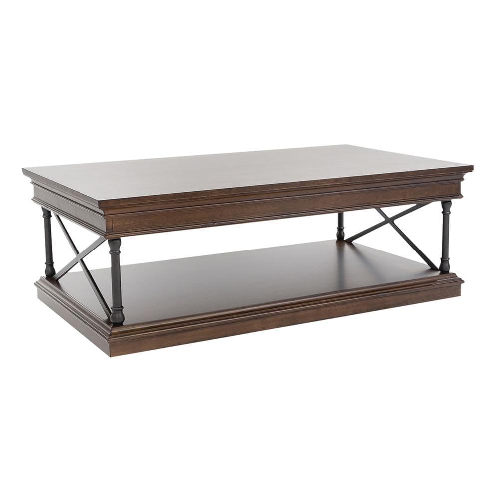 Cordovian Brown Rectangular Wood Cocktail Table with Metal Accents