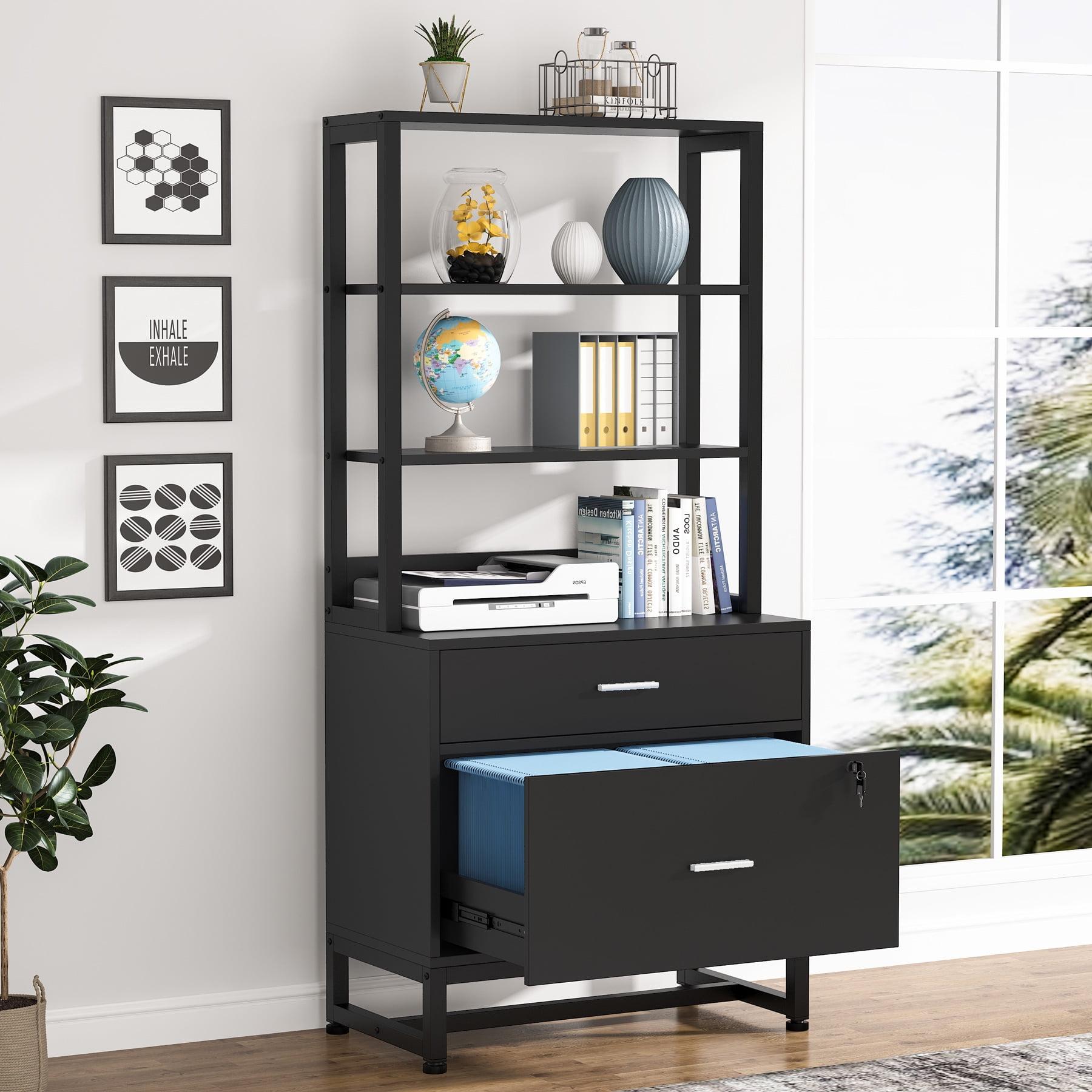 Tribesigns 2 Drawers Vertical File Cabinet, Filing Cabinet Printer Stand with Open Storage Shelves