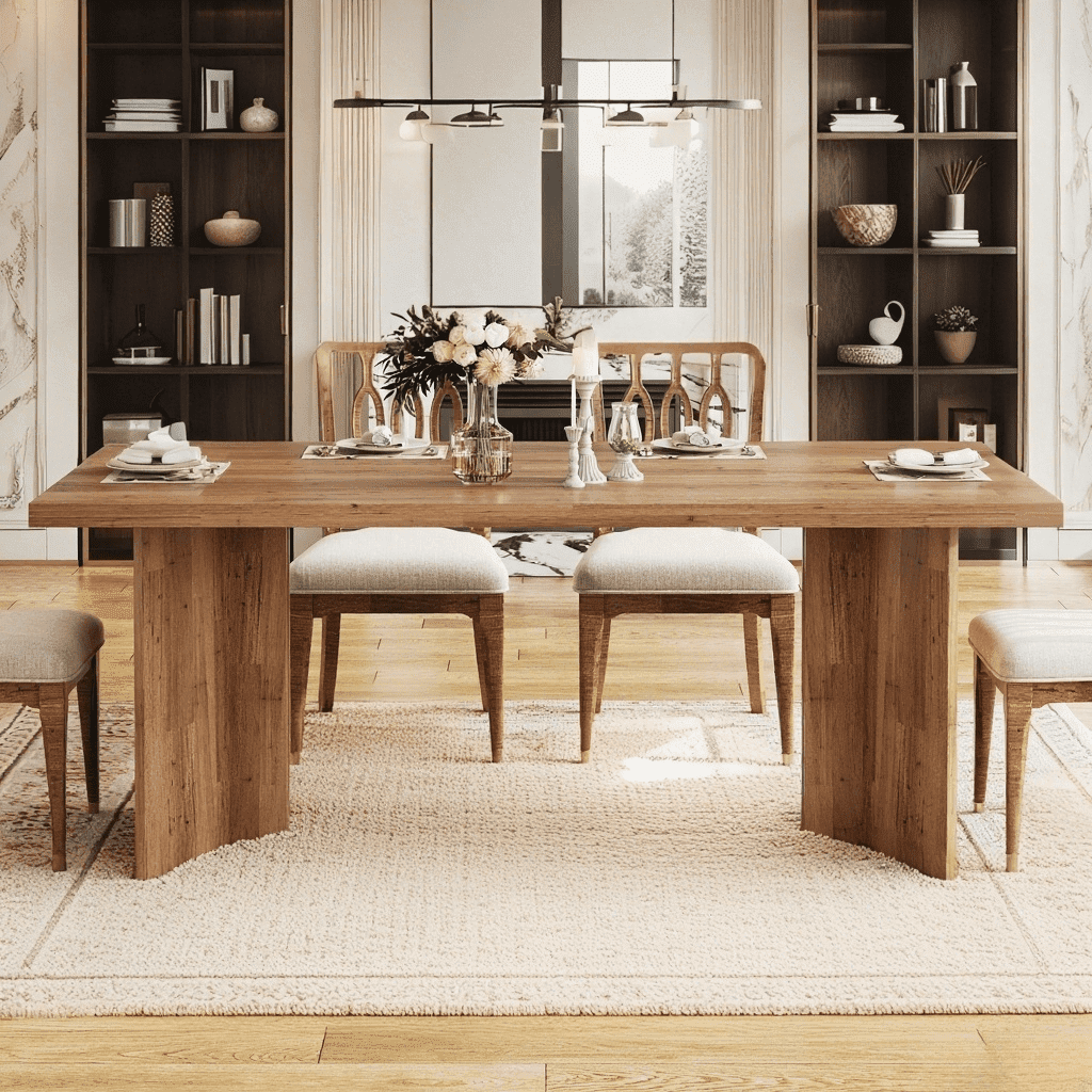 Tribesigns 63" Rectangular Dining Table for 4-6 People, Walnut