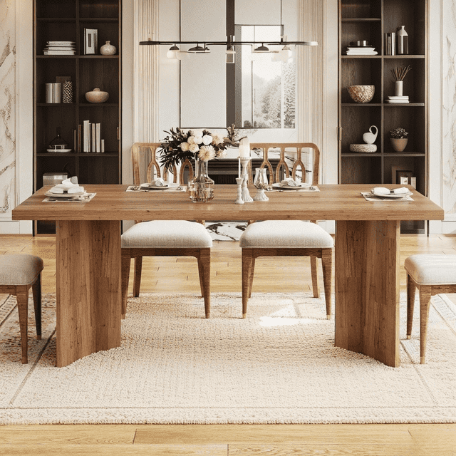 Tribesigns 63" Rectangular Dining Table for 4-6 People, Walnut