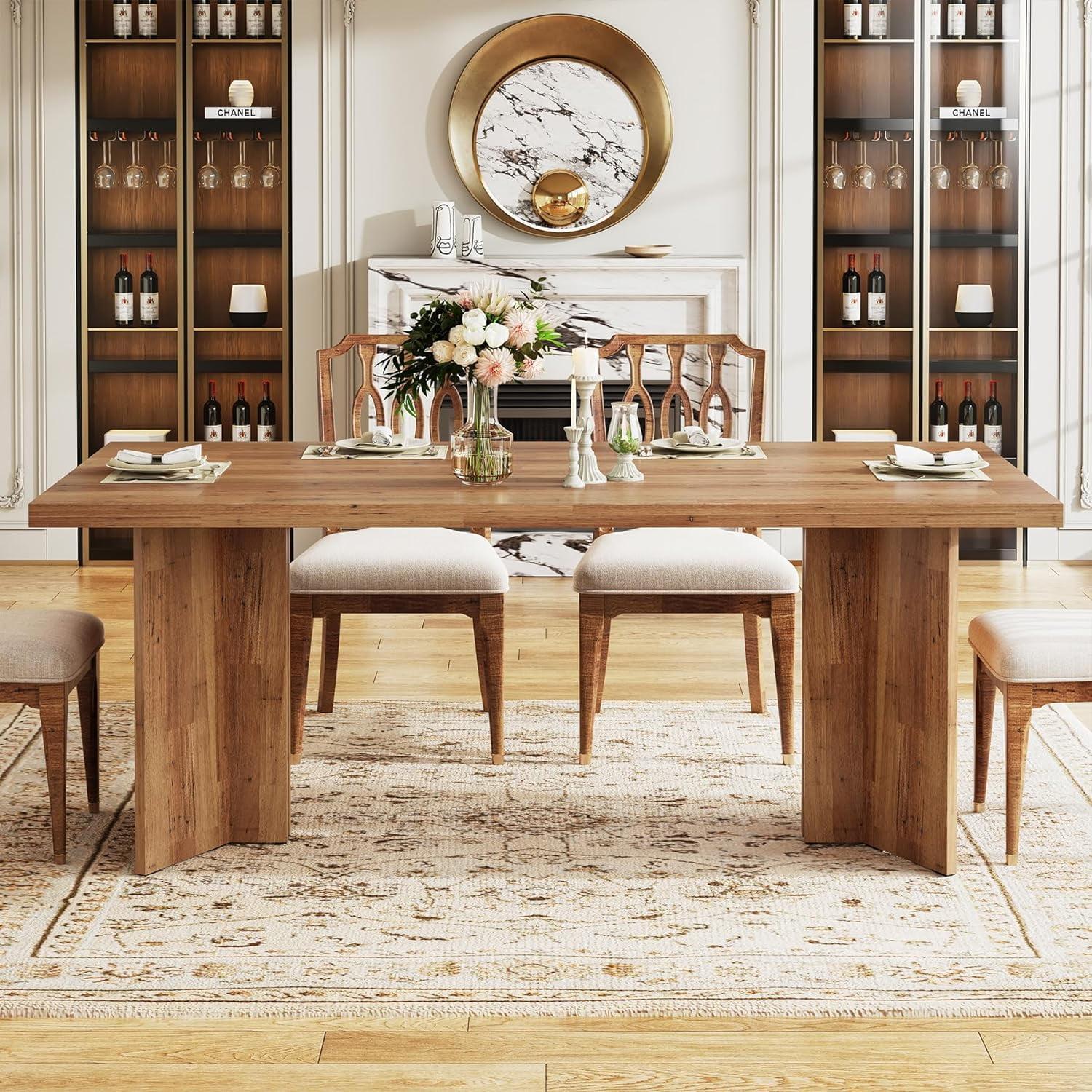 Tribesigns 63" Rectangular Dining Table for 4-6 People, Walnut