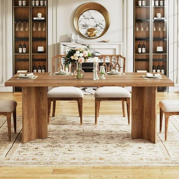 Tribesigns 63" Rectangular Dining Table for 4-6 People, Walnut