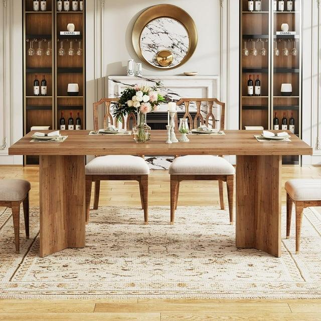 Tribesigns 63" Rectangular Dining Table for 4-6 People, Walnut