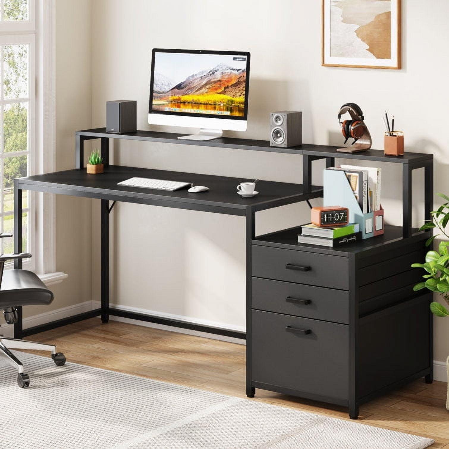 Tribesigns 63" Ergonomic Office Desk, Black