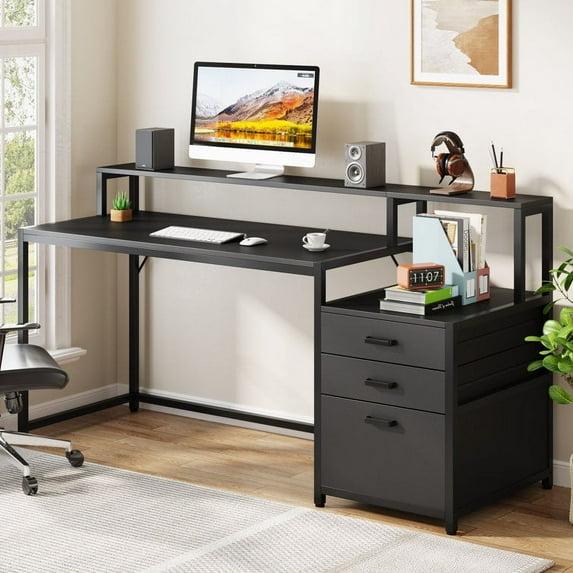 Tribesigns 63" Ergonomic Office Desk, Black