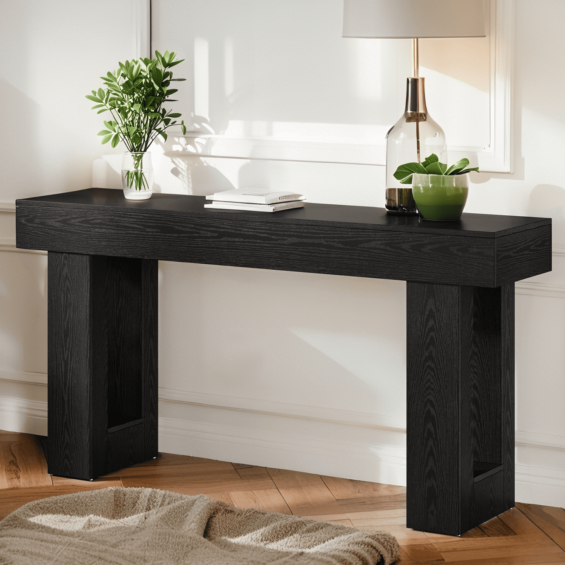 GIODIR 63 Inch Long Console Table, Rustic Wooden Sofa Table Behind Couch, Farmhouse Entryway Table, Industrial Accent Furniture For Entrance, Foyer, Hallway, Living Room