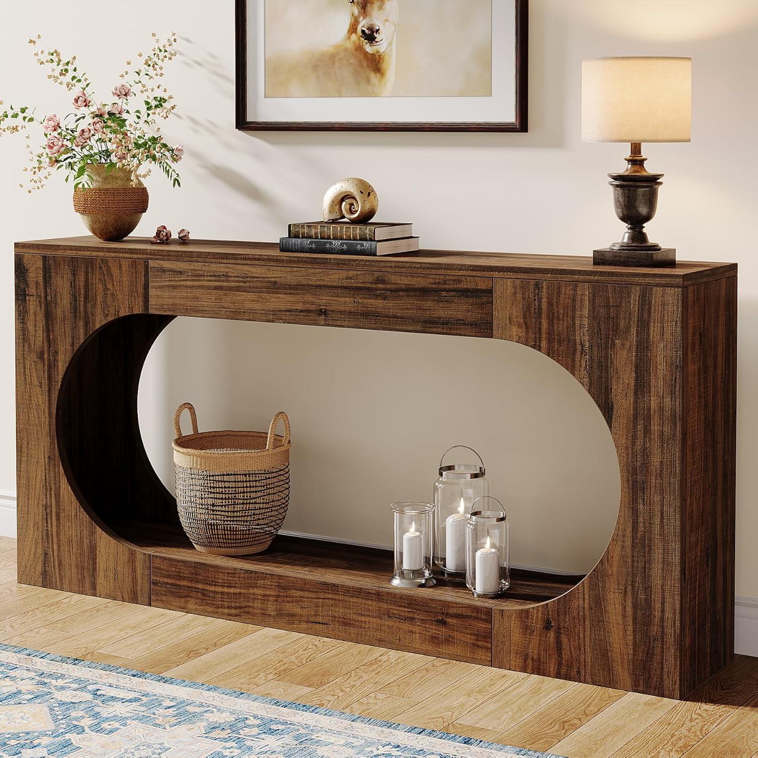 Millwood Pines 63-Inch Console Table,Narrow Sofa Table Behind Couch
