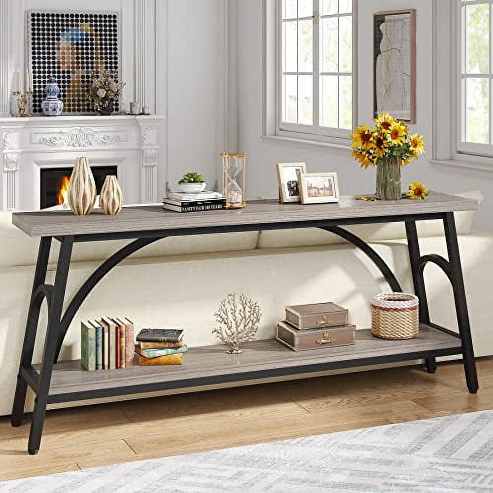 Tribesigns 70.8 inches 2-Tier TV Stand Extra Long Sofa Console Tables, Grey and Black