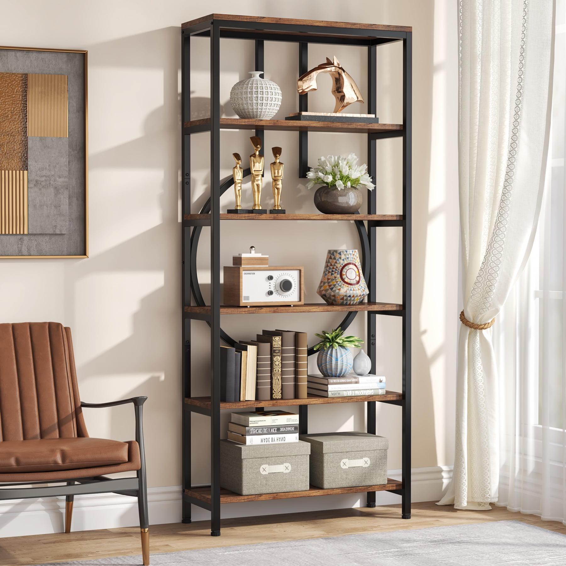 70.9 Inch Industrial Bookshelf  6-Tier Tall Bookcase with Open Shelves  Wood and Metal Display   Shelves for Bedroom  Living Room and  Office  Vintage Brown