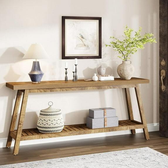 Gracie Oaks 70.9-Inch Farmhouse Console for Entryway, 2-Tier Entry Table Sofa Table