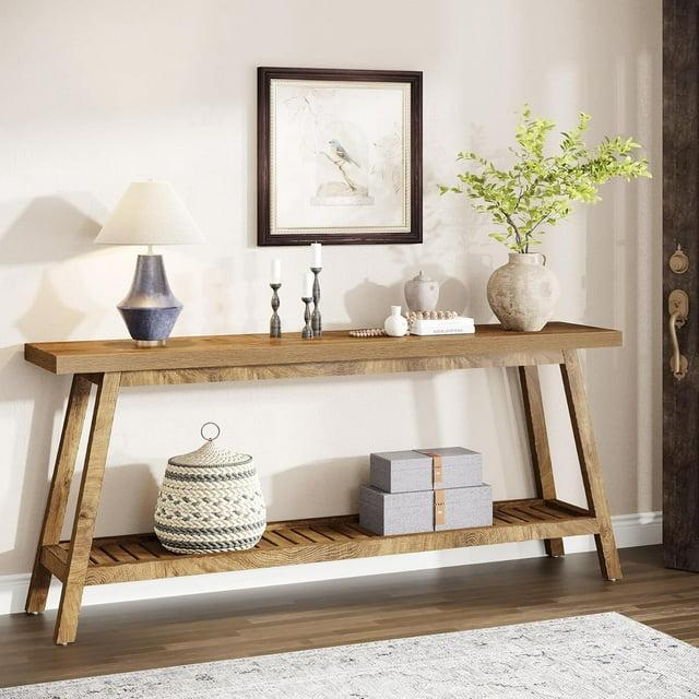 Gracie Oaks 70.9-Inch Farmhouse Console for Entryway, 2-Tier Entry Table Sofa Table
