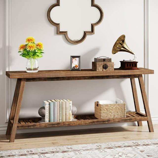 Gracie Oaks 70.9-Inch Farmhouse Console for Entryway, 2-Tier Entry Table Sofa Table