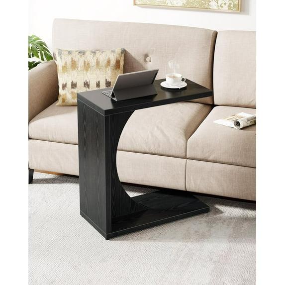 Tribesigns C-Shaped End Table, Couch Table for Small Space, Black