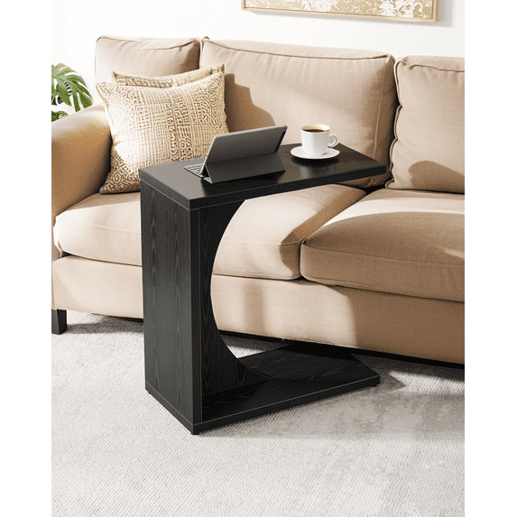 Tribesigns C-Shaped End Table, Couch Table for Small Space, Black