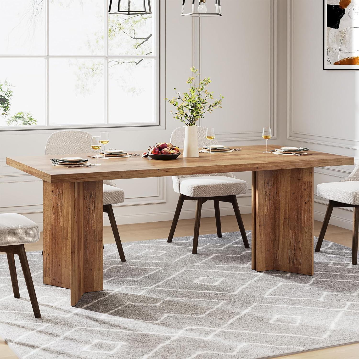 Tribesigns 63" Rectangular Dining Table for 4-6 People, Walnut