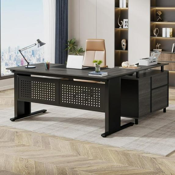 Ottovile 63'' W Executive Desk with File Cabinet for Home Office