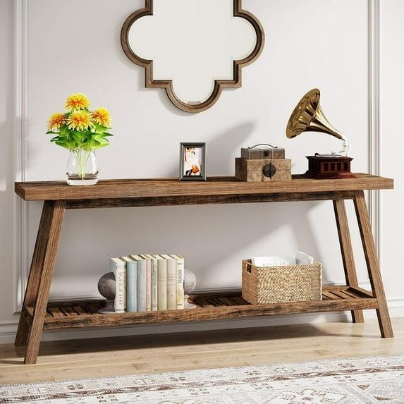 Gracie Oaks 70.9-Inch Farmhouse Console for Entryway, 2-Tier Entry Table Sofa Table