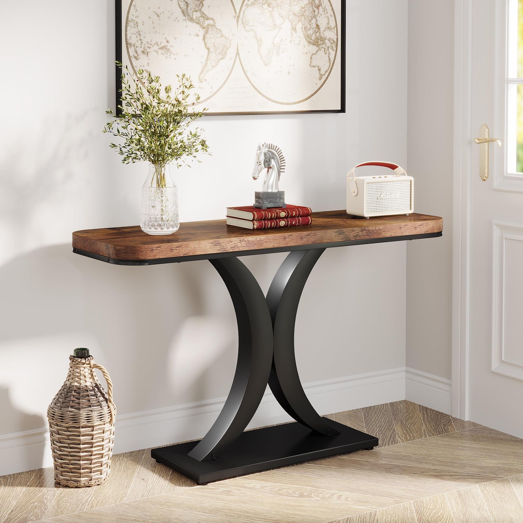 Hommoo 40" Console Table, Narrow Entryway Foyer Table with Geometric Base