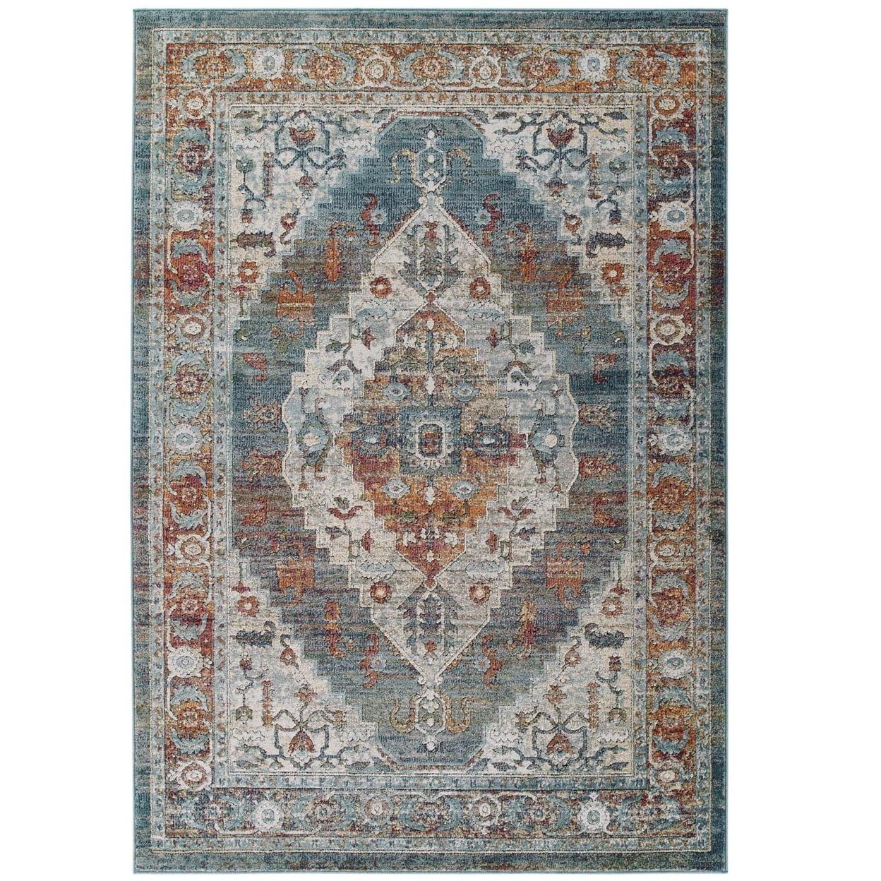 Camellia Multicolor Synthetic Medallion 5' x 8' Area Rug