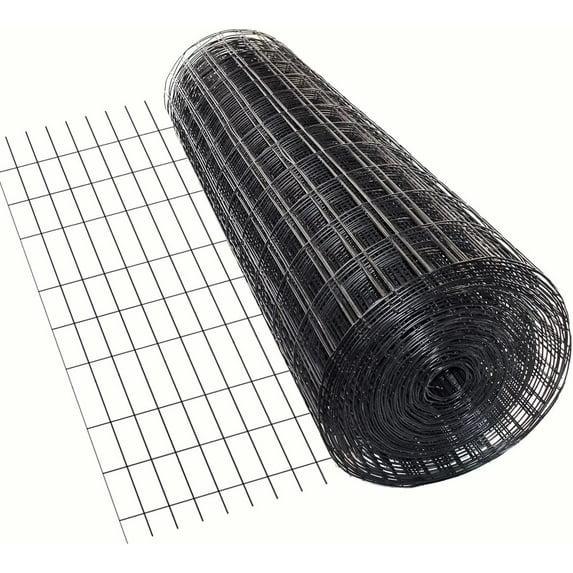 Trident Fence 8' x 100' Welded Wire Fence Roll Black PVC Coated - 2" x 4" Mesh