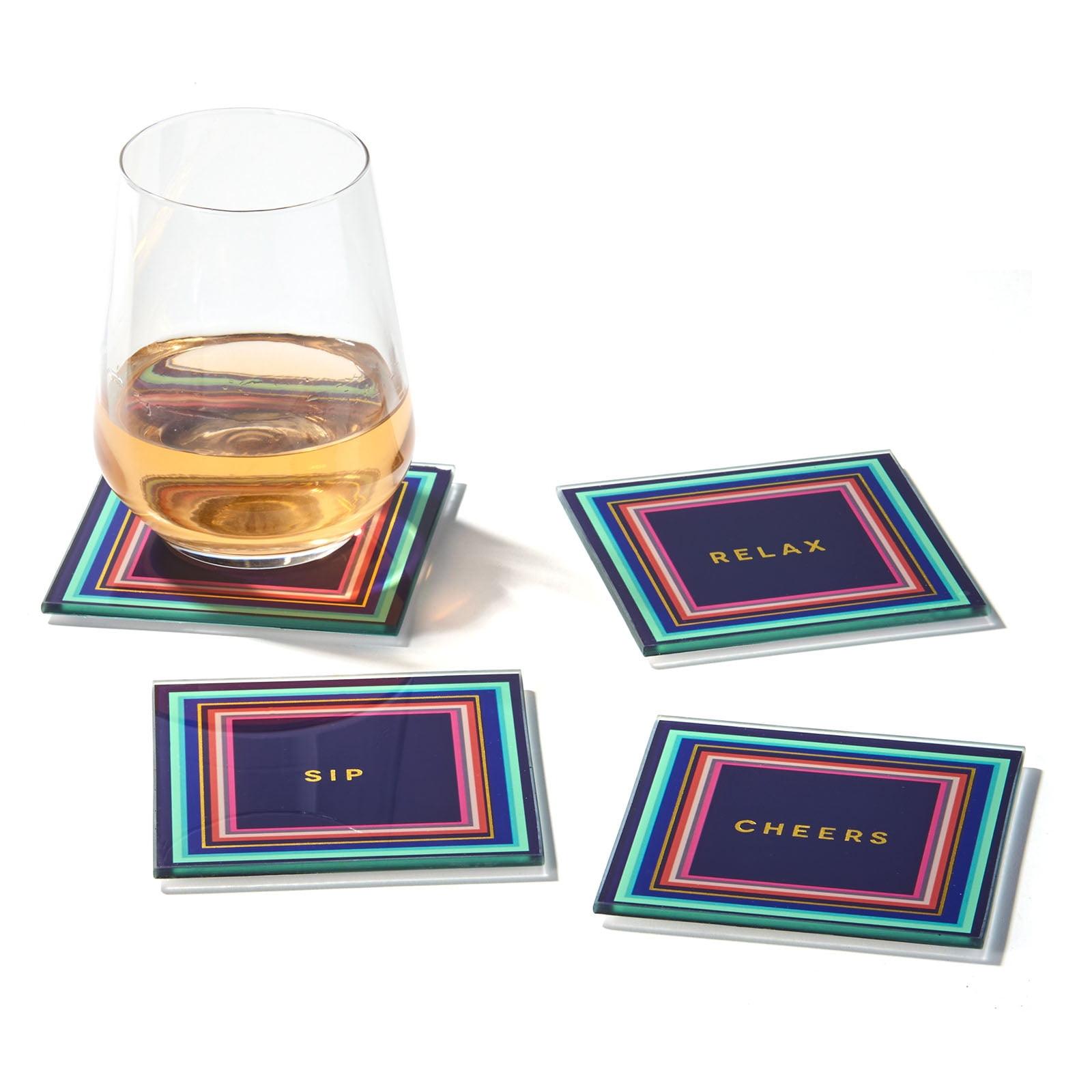 Glass Square 4 Piece Coaster Set