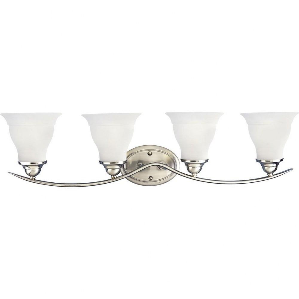 Progress Lighting Trinity 4-Light Bath Fixture, Brushed Nickel, Etched Glass Shade