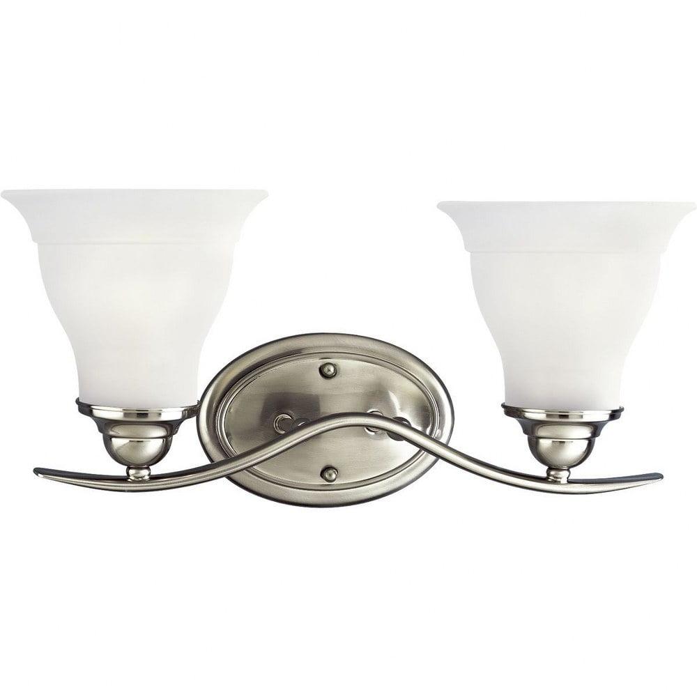 Progress Lighting Trinity Collection 2-Light Bath Fixture, Brushed Nickel, Etched Glass Shade