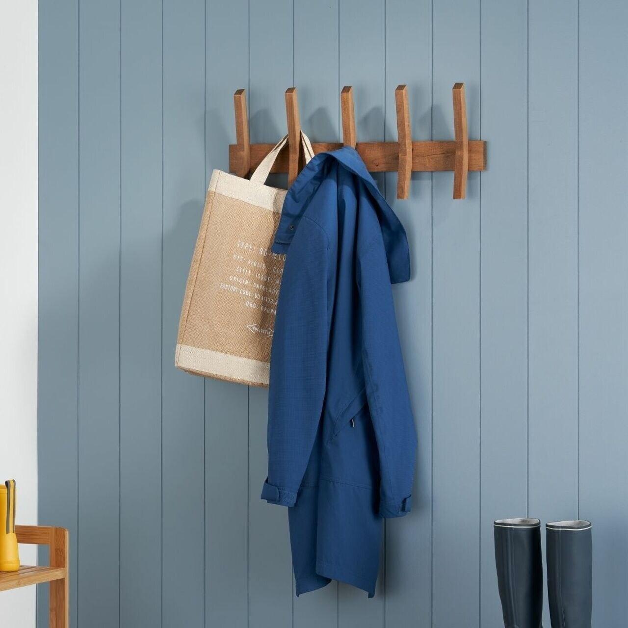 Walnut Mid-Century Coat Rack with 5 Wooden Hooks