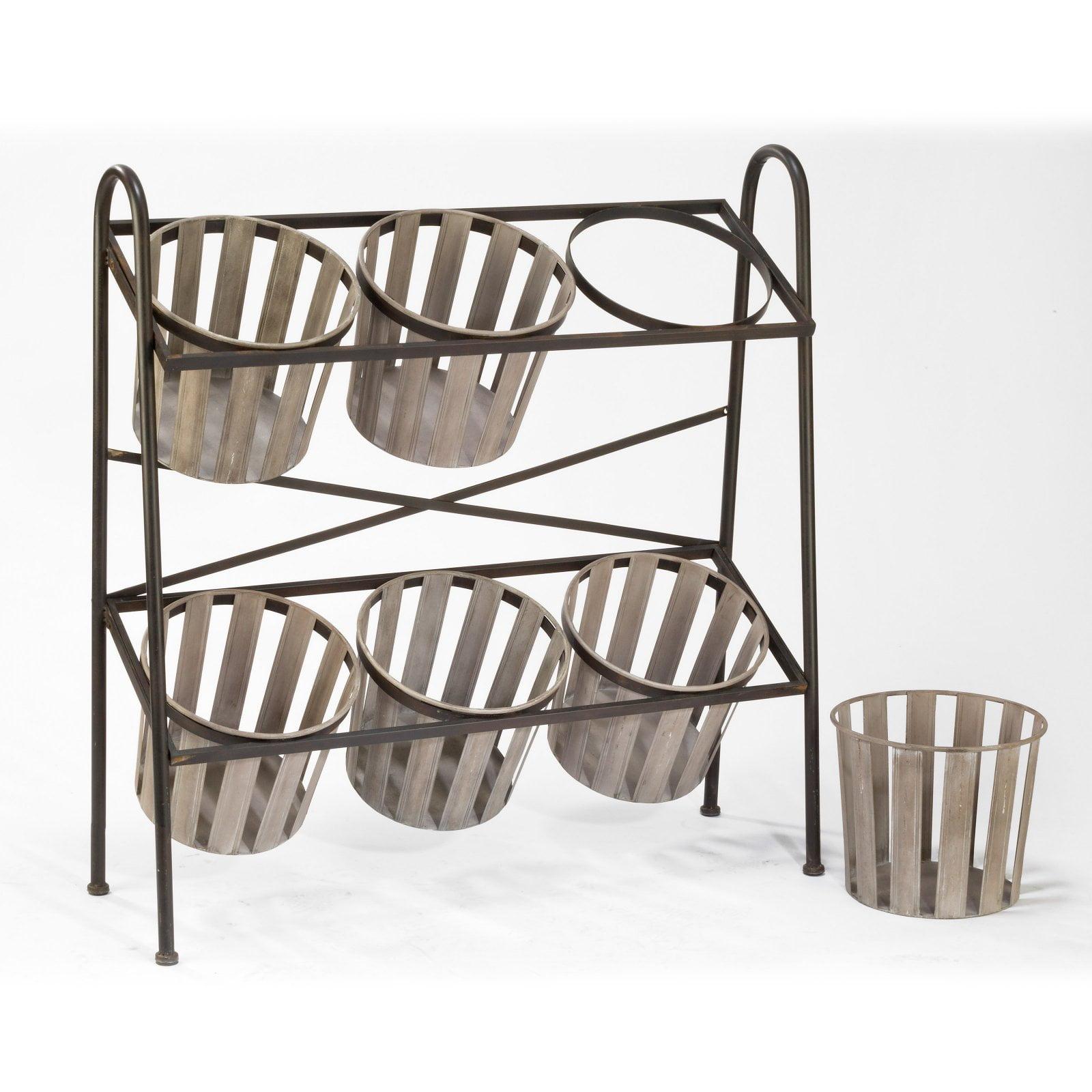 37.5" Industrial Gray Iron Storage Display with Removable Baskets