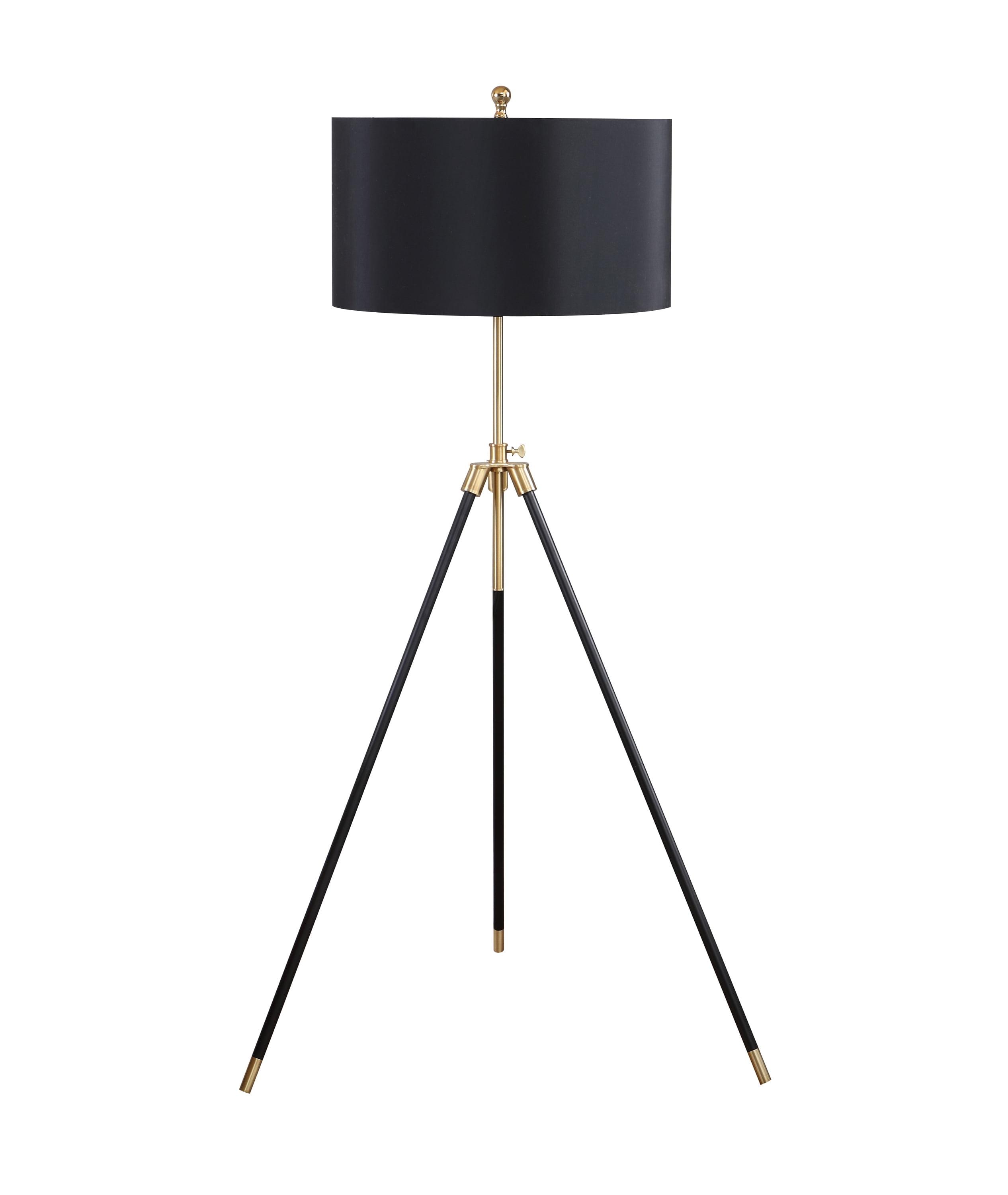 Elegant Black and Gold Tripod Floor Lamp with 3-Way Switch