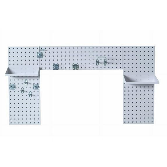 Triton Products® Silver Laundry Room Organizer Kit with (3) 18 Gauge Steel Square Hole Pegboard, (2) Steel Shelves and 9 pc. LocHook Assortment